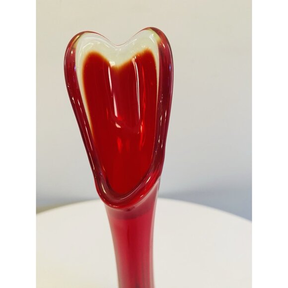 Vintage Viking Epic Drape Amberina Swung Glass Vase 14 3/4" Red Art Glass Vase - Picture 9 of 10